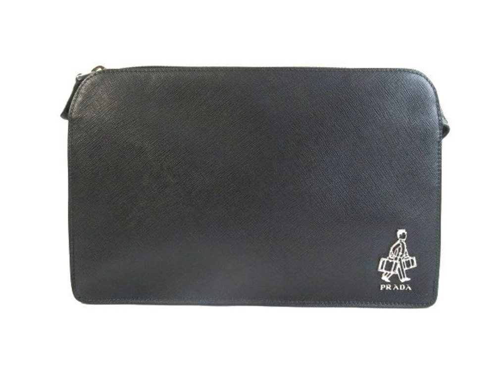 Prada Shoulder Bag Saffiano Leather Black